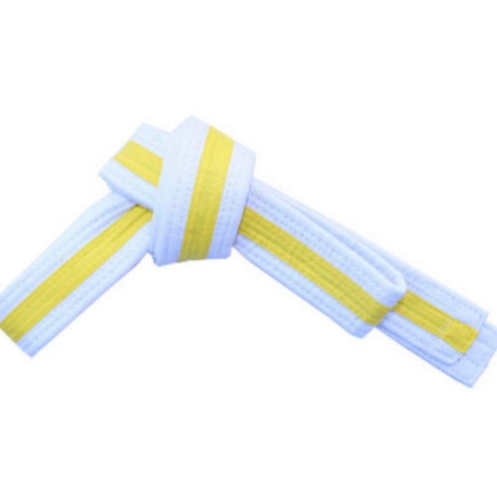 Martial Arts Belt White Belt with Mixed color in color yellow